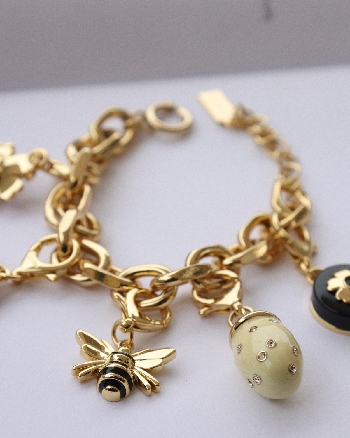 Bee Charm Bracelet Gold Bumble Bee Bracelet ByTiMo The Bee Charm Gold - Main Image