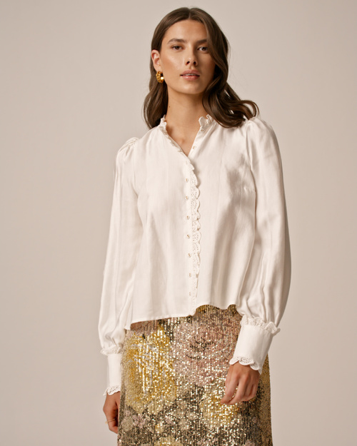byTiMo | Striped Ruffle Blouse - Vintage White