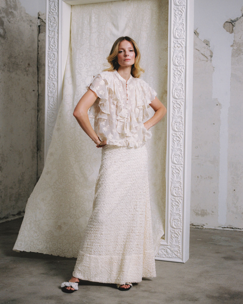 【新品未使用】 Rosa Lace Peplum Skirt byTiMo | Lace Skirt - Vintage White