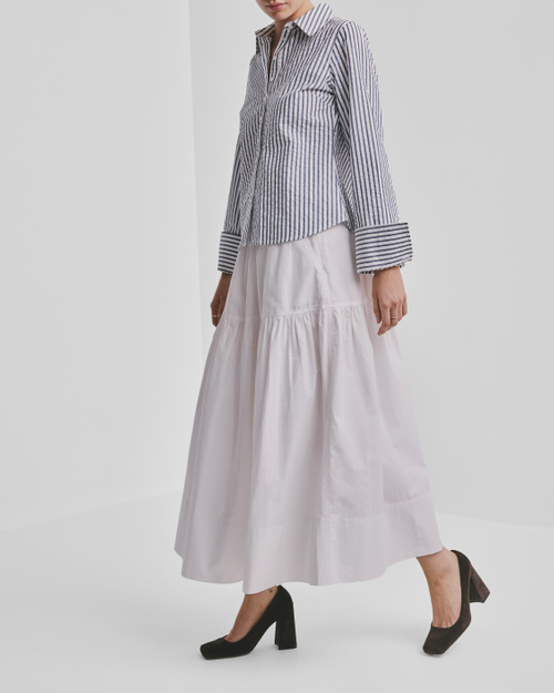 【送料&関税込】ChloAC Poplin Skirt Striped cotton poplin skirt - Blue - Yves Salomon – Yves