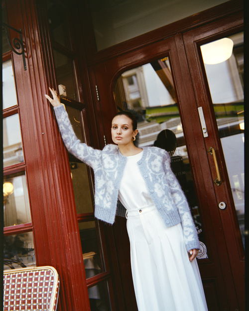 Ameri　LAME JACQUARD BLOUSON KNIT TOP 692717_XKB54_9071_001_100_0000