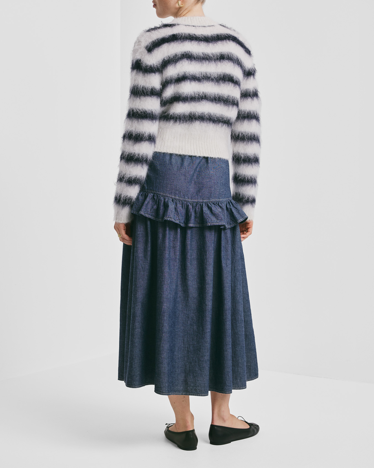 byTiMo | Hairy Knit Fitted Sweater - Marine Stripe
