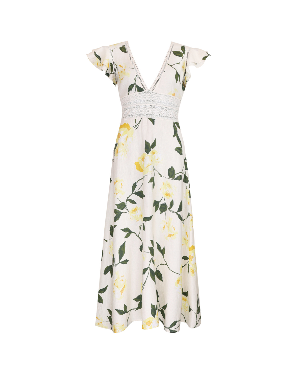 charlize linen midi dress Charlize Eyelet Spaghetti Cut Out Dress In White – The Design Closets main image 0