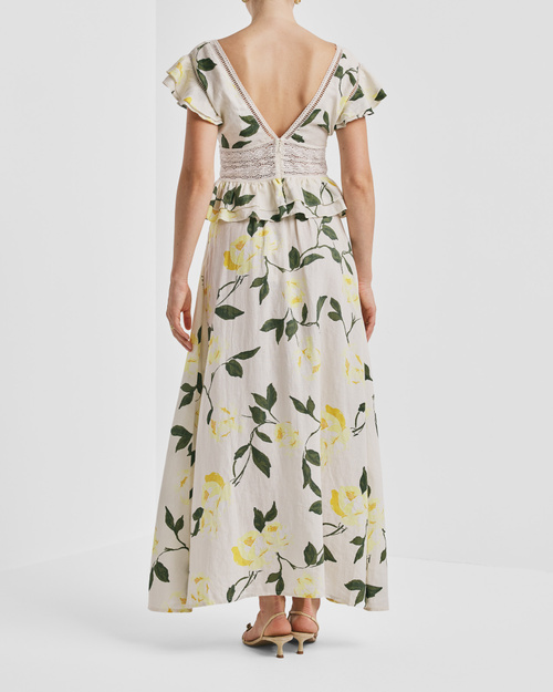 crissie scallop detail linen dress Mari Reversible Wrap Dress in Floral Linen