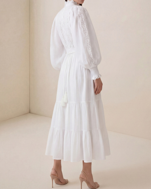 white christmas dresses Cotton Slub Shift dress Hvit – byDryss