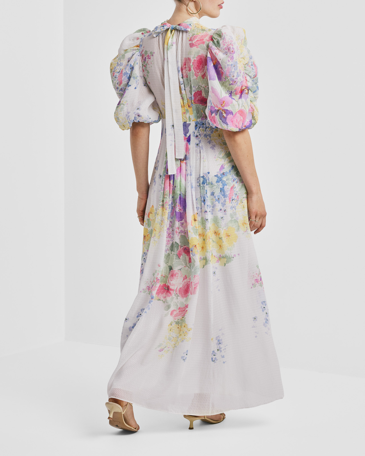 byTiMo | Dotted Georgette Tieback Gown - Flower Meadow