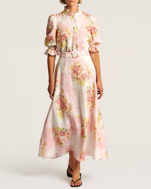 bytimo linen button down dress ByTiMo Striped Button-Down Dress in Vintage Rose  UFO No More
