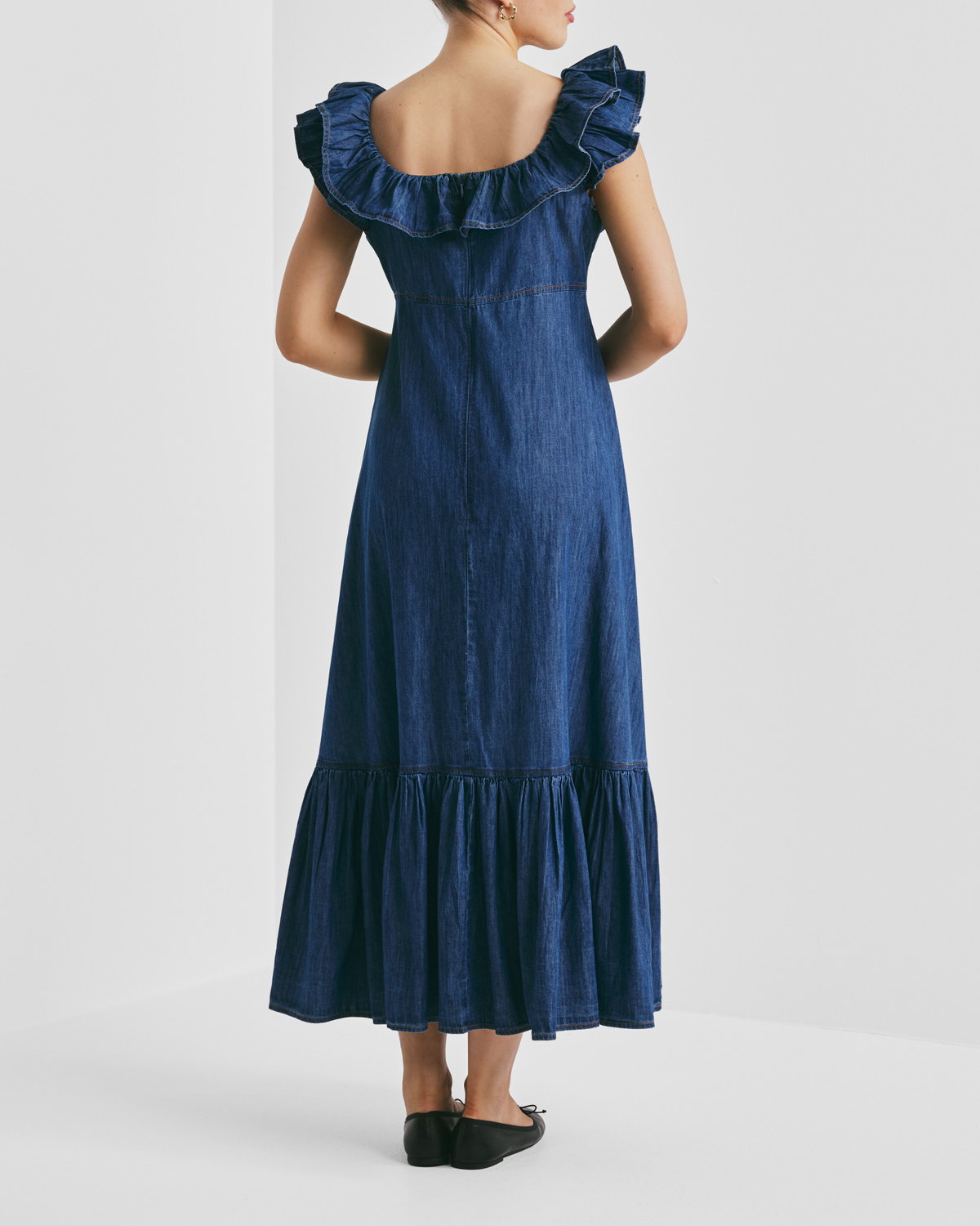 byTiMo | Denim Ruffle Dress - Dark Blue