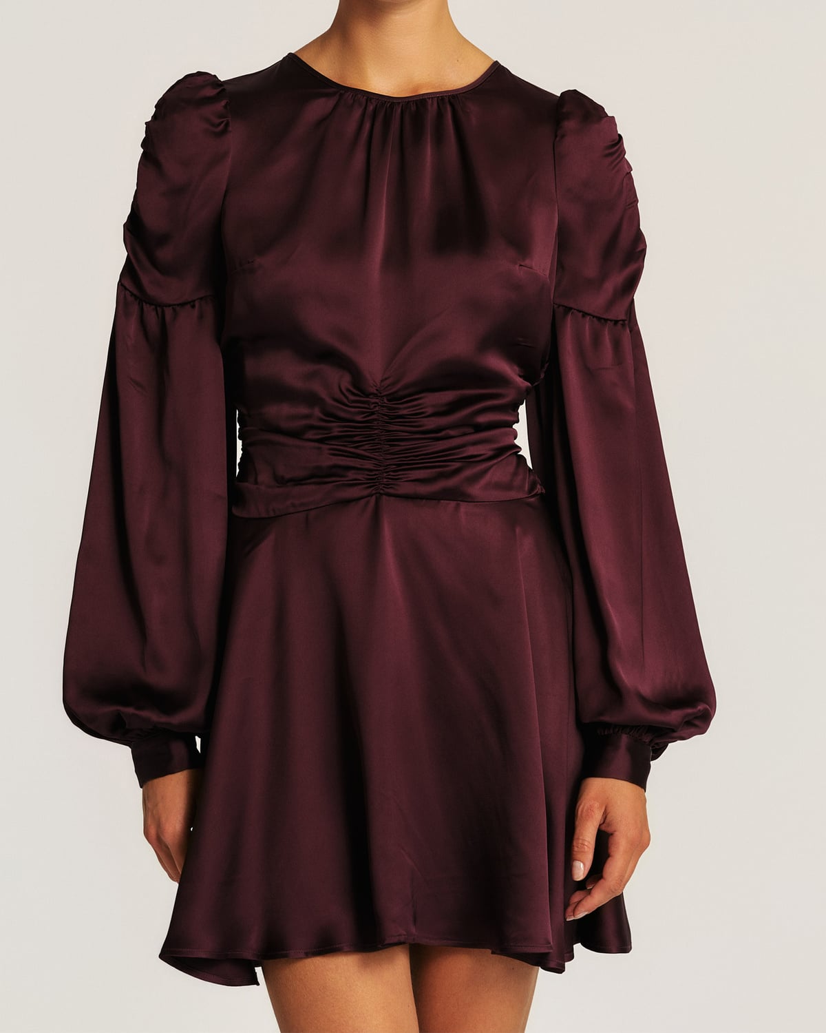 Satin Mini Dress - Burgundy